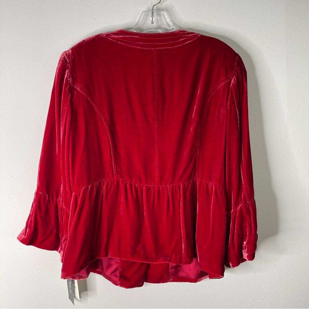 NEW Style & Co red velvet boho button holiday Christmas cropped jacket 16 - Picture 7 of 7